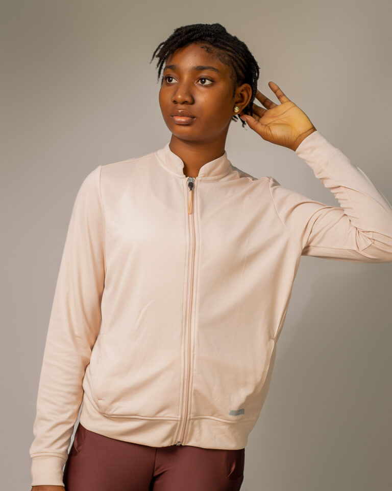 PEACH ZIP UP SPORTS SWEAT TOP