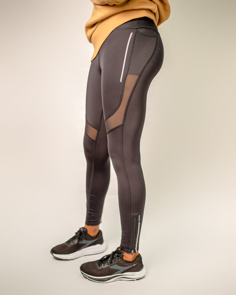 BLACK MESH PANEL LEGGINGS